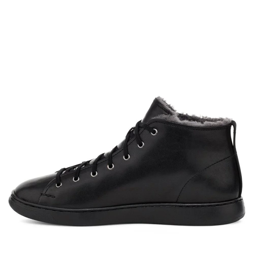 New Men's UGG Lining Leather Sneaker Boots, Black, US 9